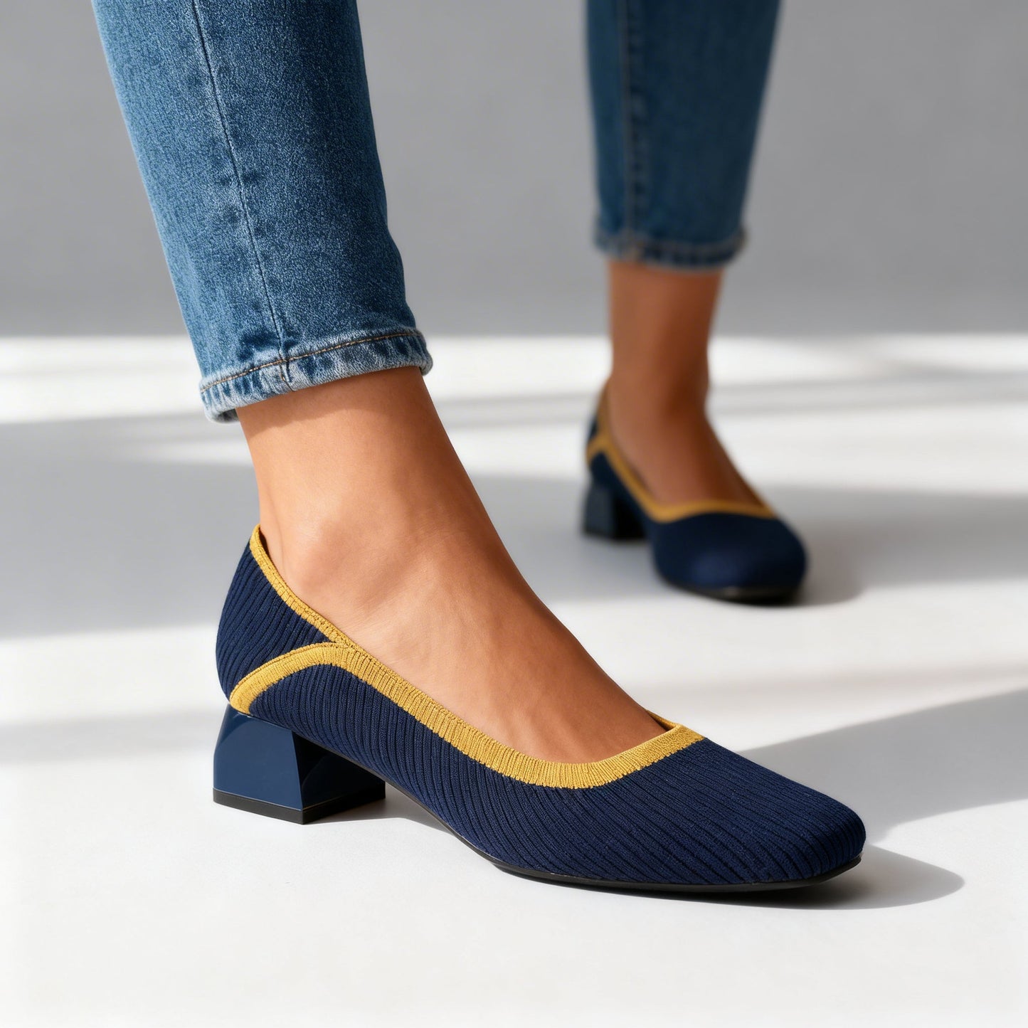 Women's Black Block Heel Pumps Corvine