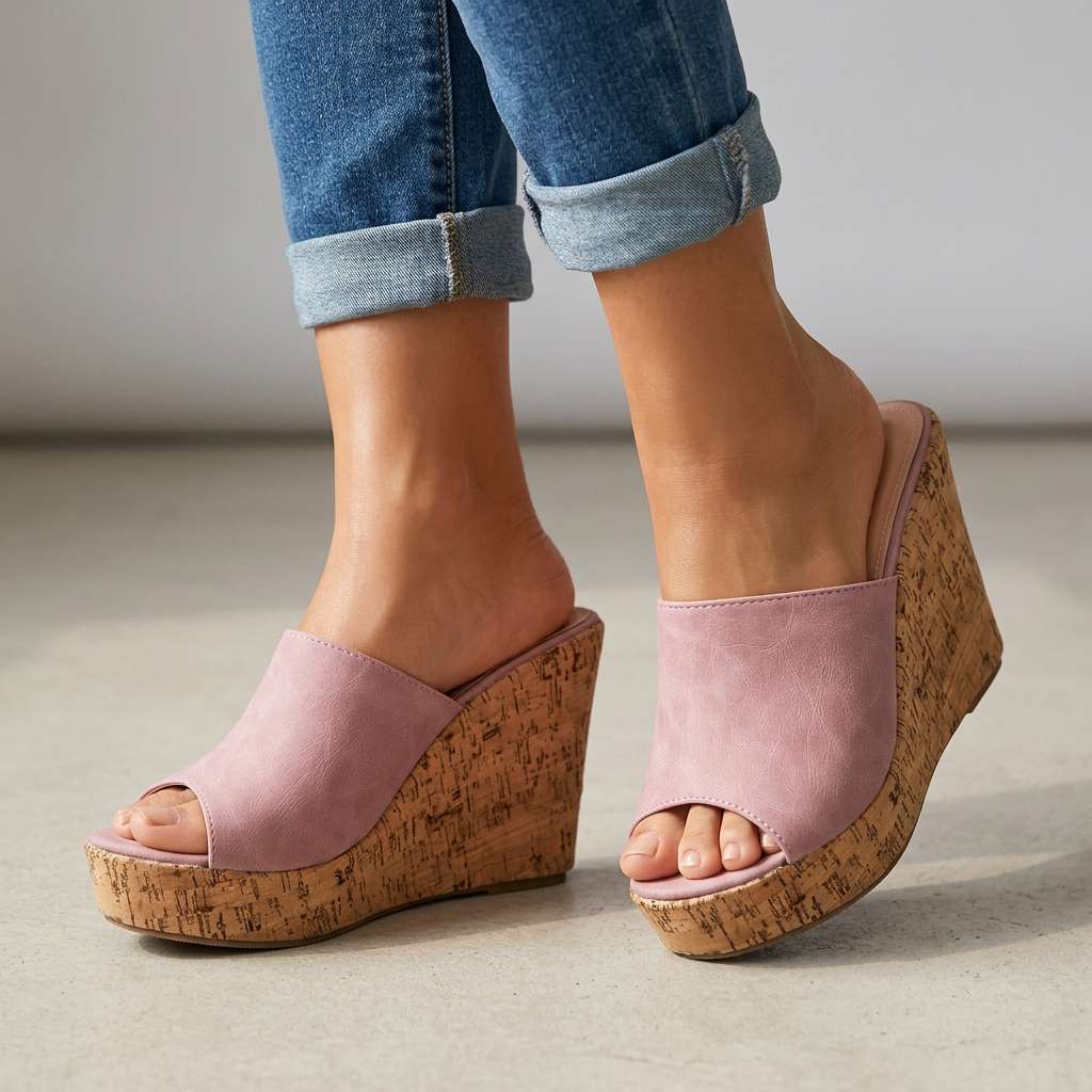 Women's Comfortable Cork Wedge Heels Corvine