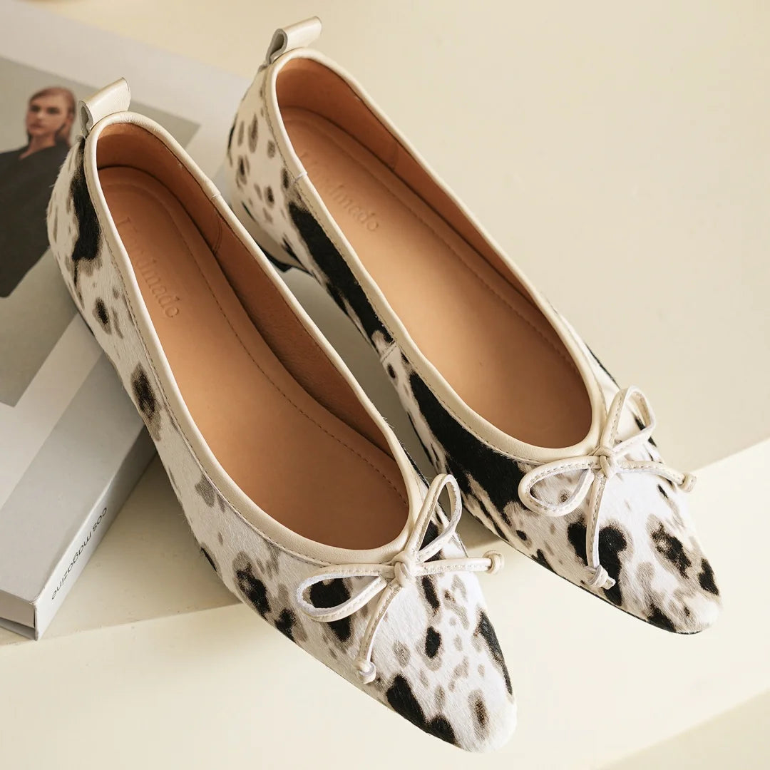 Women's Cow Print Faux Fur Flats Corvine