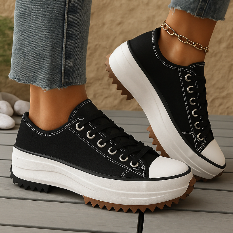 Women's Genuine Leather Retro Platform Trainers Corvine