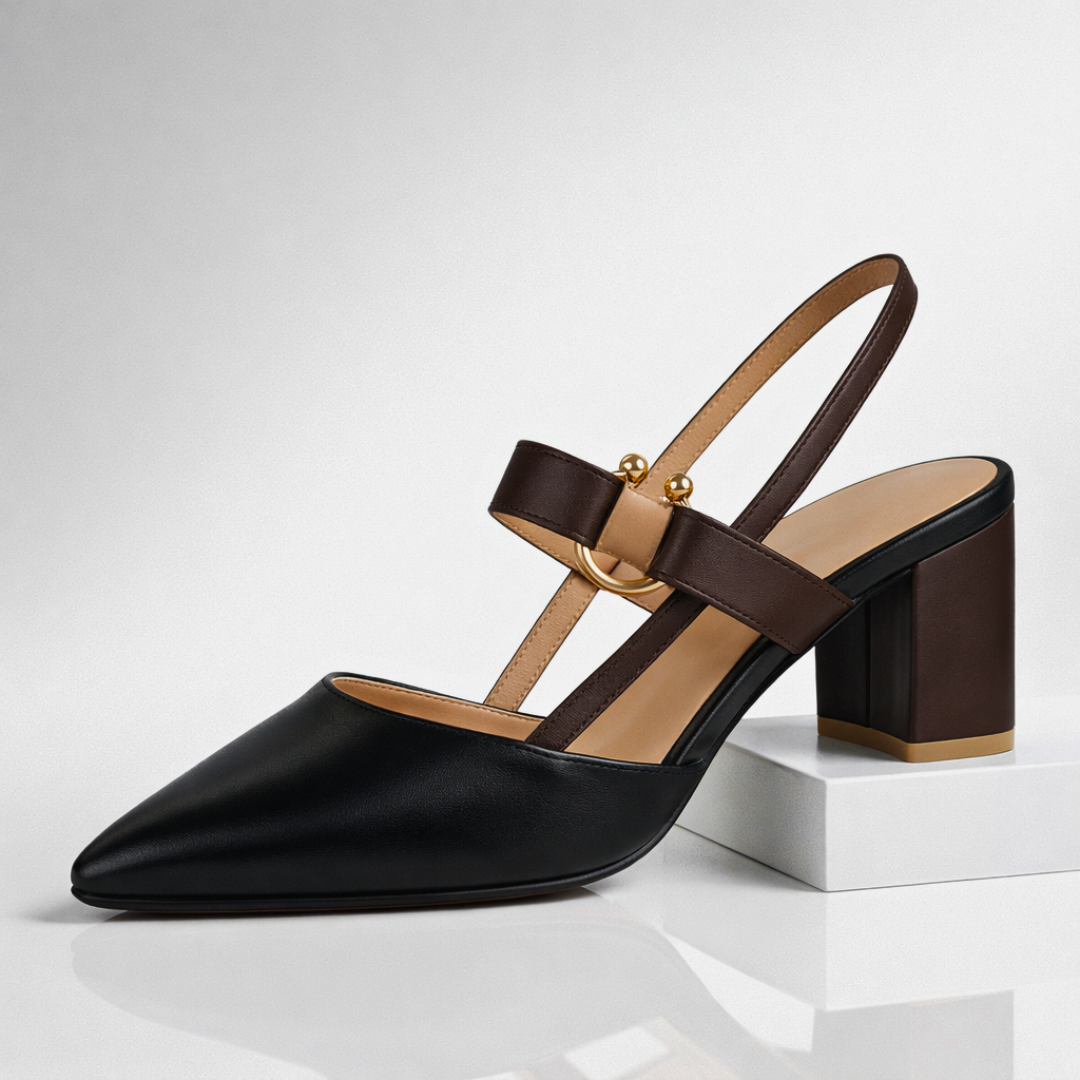 Women's Premium Leather Pointed Toe Slingback Heels Corvine