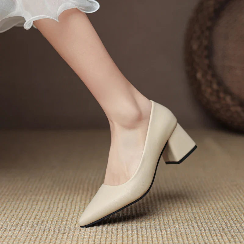 Women's Smooth Vegan Leather Block Heels Corvine