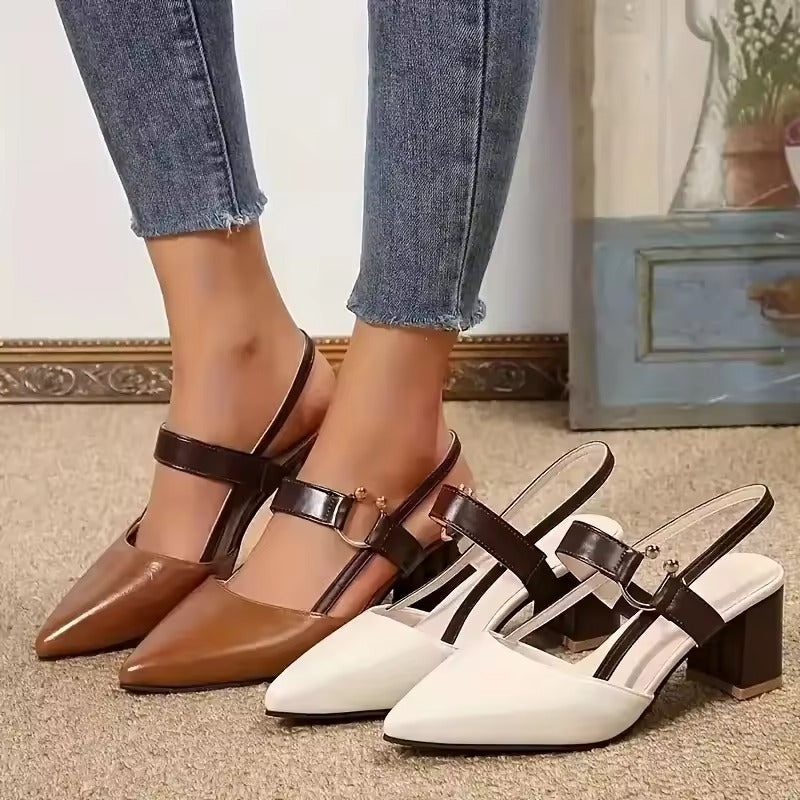 Women's Smooth Vegan Leather Slingback Heels Corvine