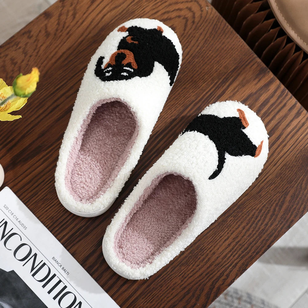 Unisex Plush Dachshund Closed Toe Slippers Corvine