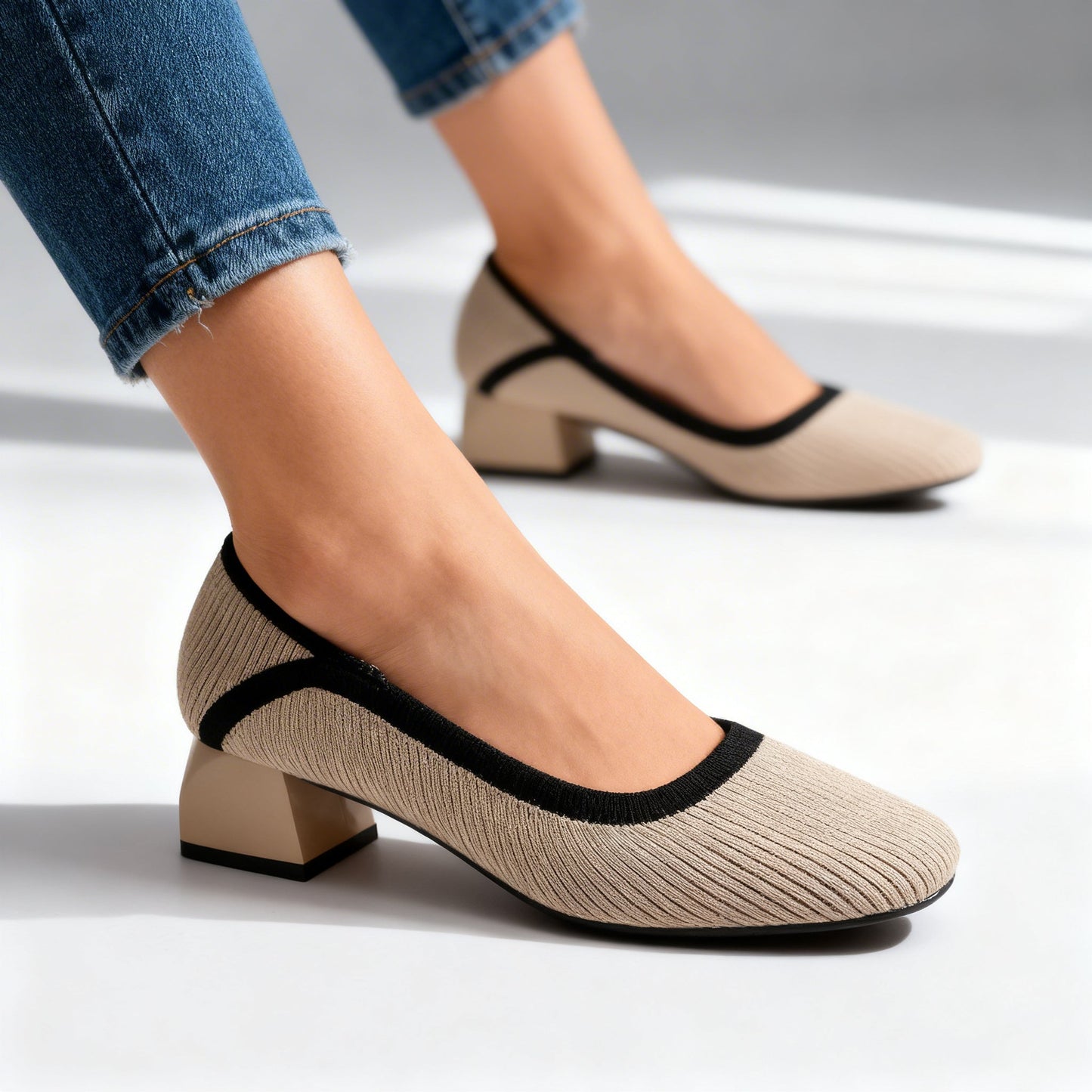 Women's Black Block Heel Pumps Corvine