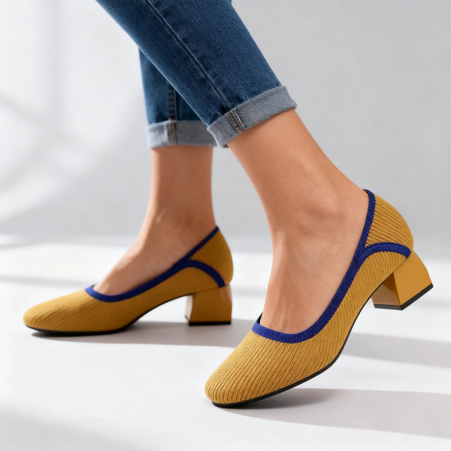 Women's Black Block Heel Pumps Corvine