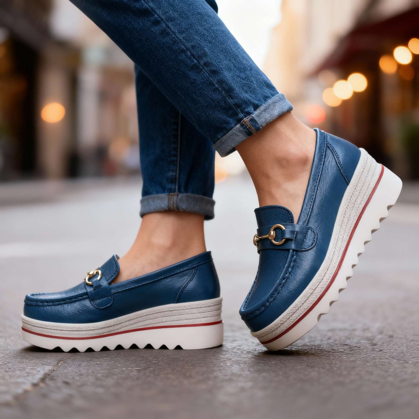 Women's Black Platform Loafers Corvine