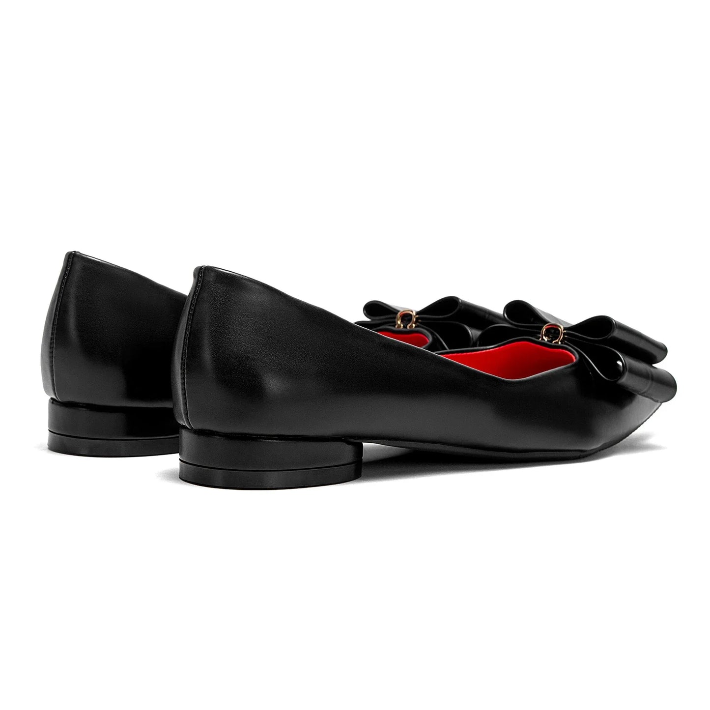 Women's Black Pointed Bow Ballet Flats Corvine