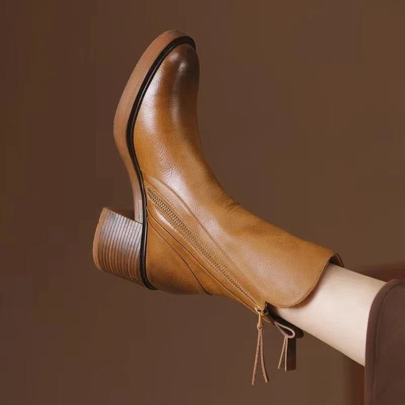 Women's Black Vegan Leather Ankle Boots Corvine