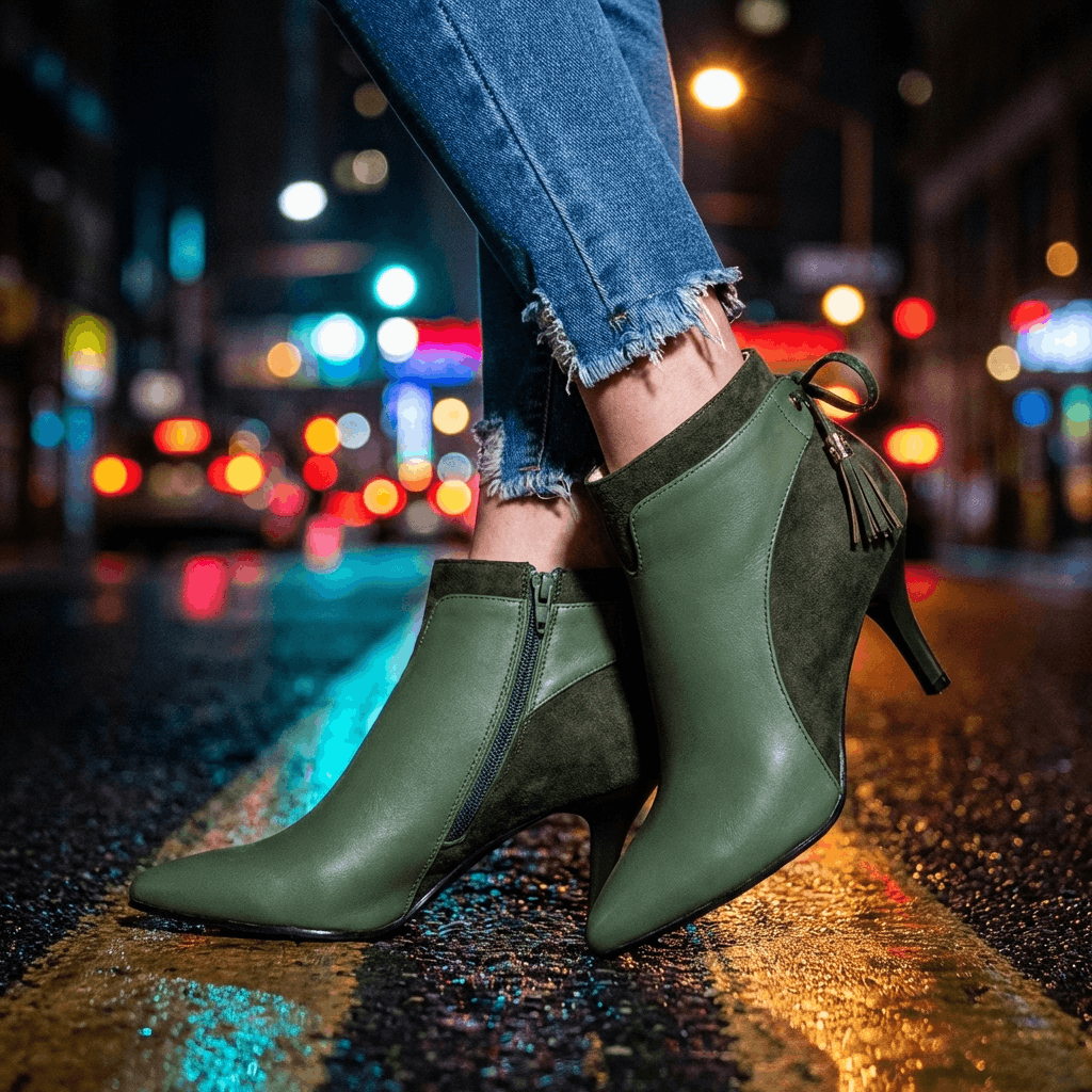 Women's Black Vegan Leather Ankle Boots Corvine