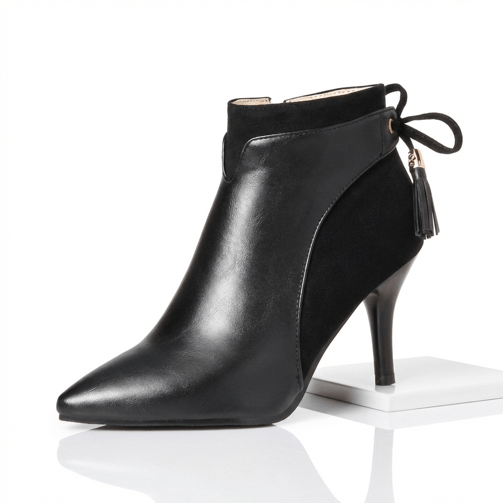 Women's Black Vegan Leather Ankle Boots Corvine