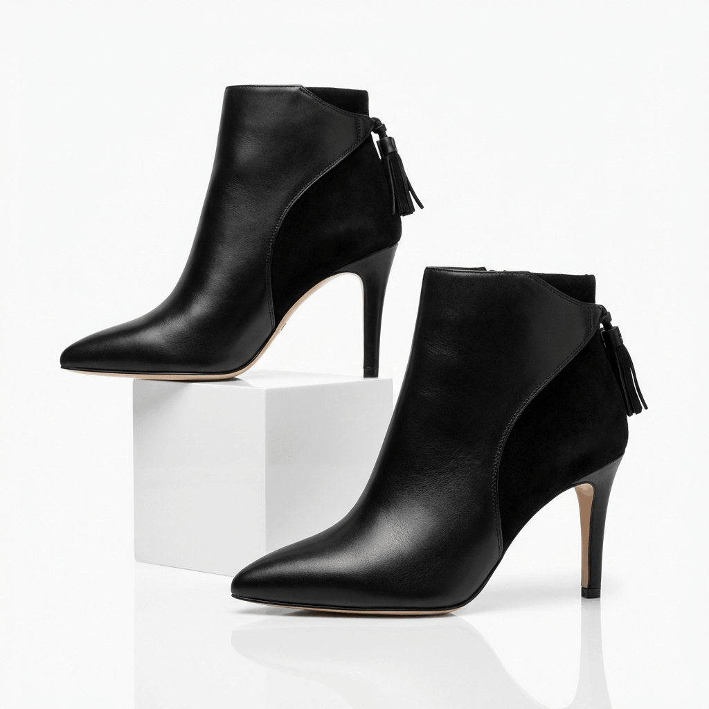 Women's Black Vegan Leather Ankle Boots Corvine