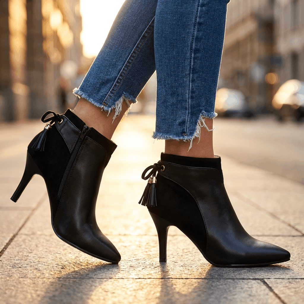 Women's Black Vegan Leather Ankle Boots Corvine