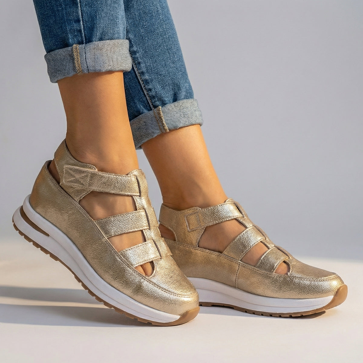 Women's Black Wedge Sandals With Multi-Strap Design Corvine