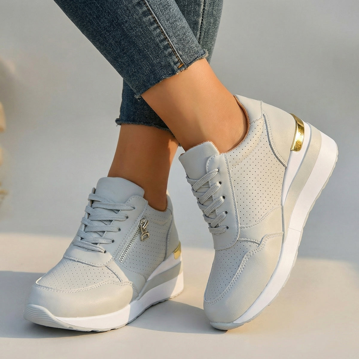 Women's Black Wedge Trainers Corvine