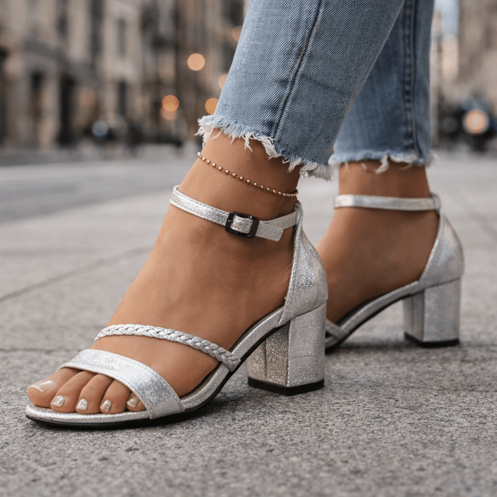 Women's Braided Strap Block Heel Sandals Corvine