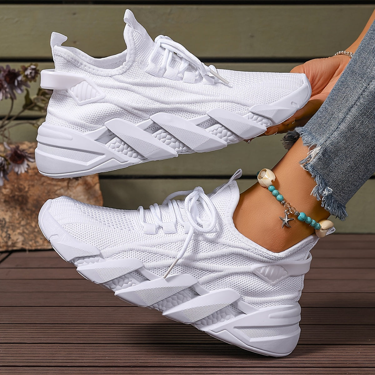 Women's Breathable Knit Platform Walking Shoes Corvine
