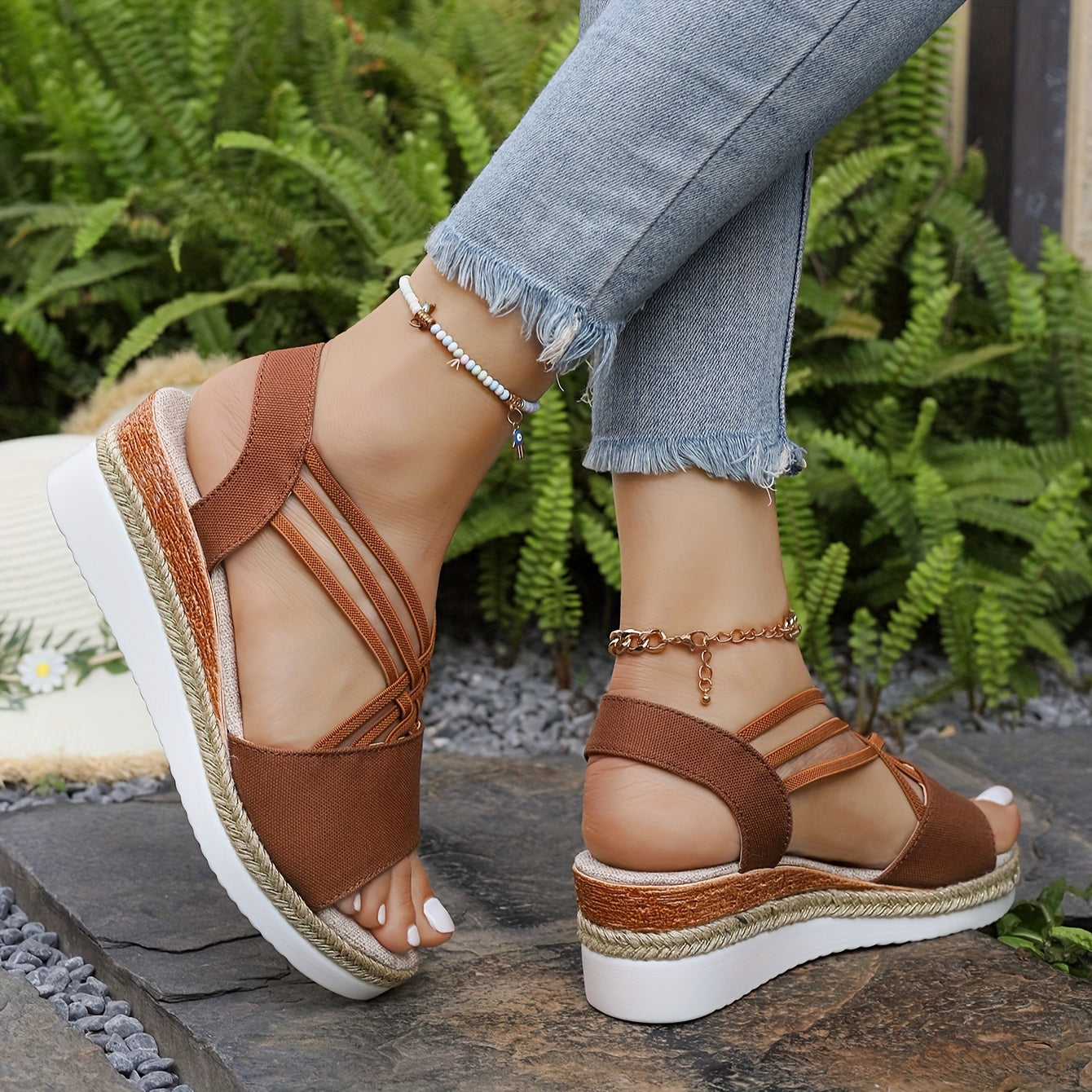 Women's Breathable Woven Textile Platform Wedges Corvine
