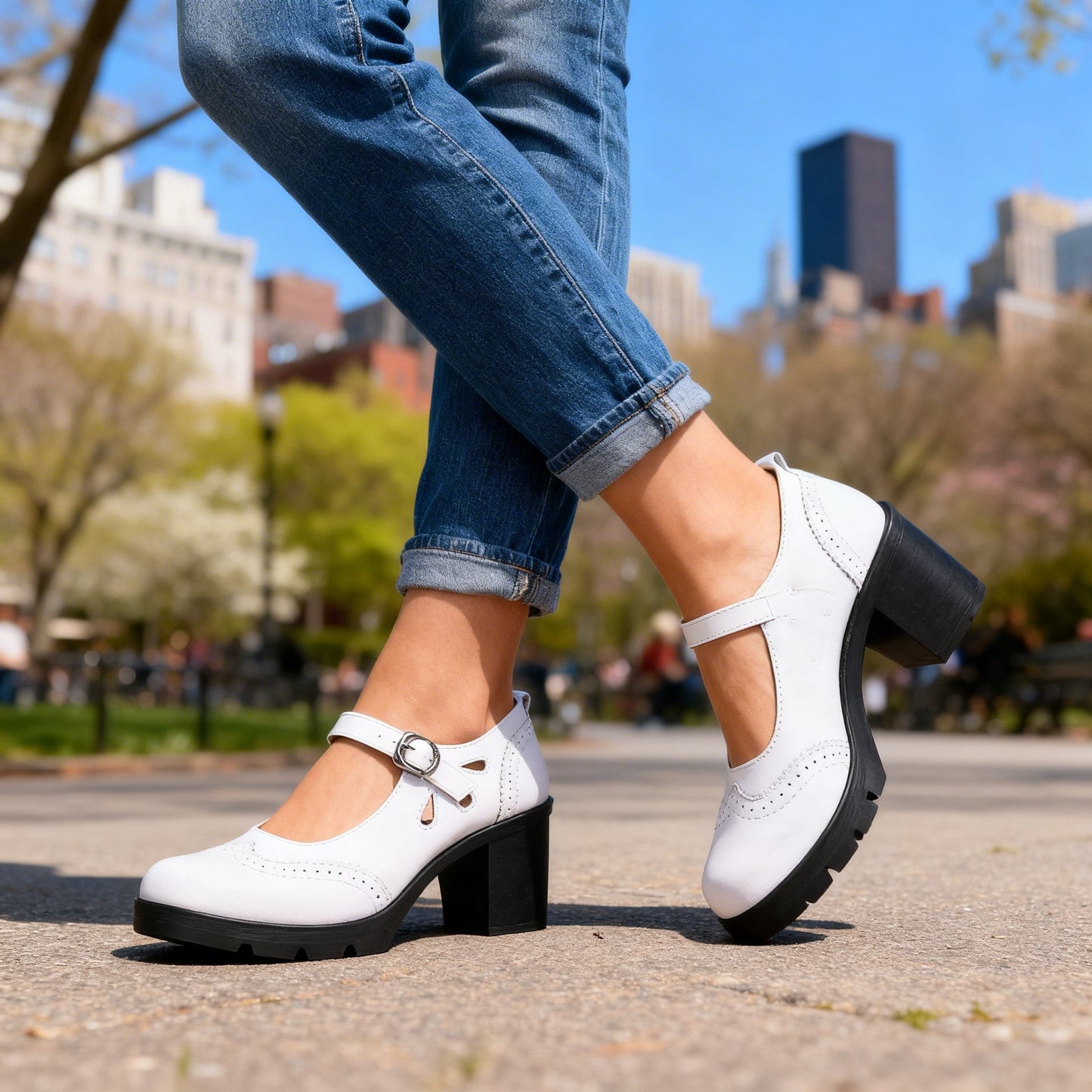 Women's Brogue Leather Platform Loafers Corvine