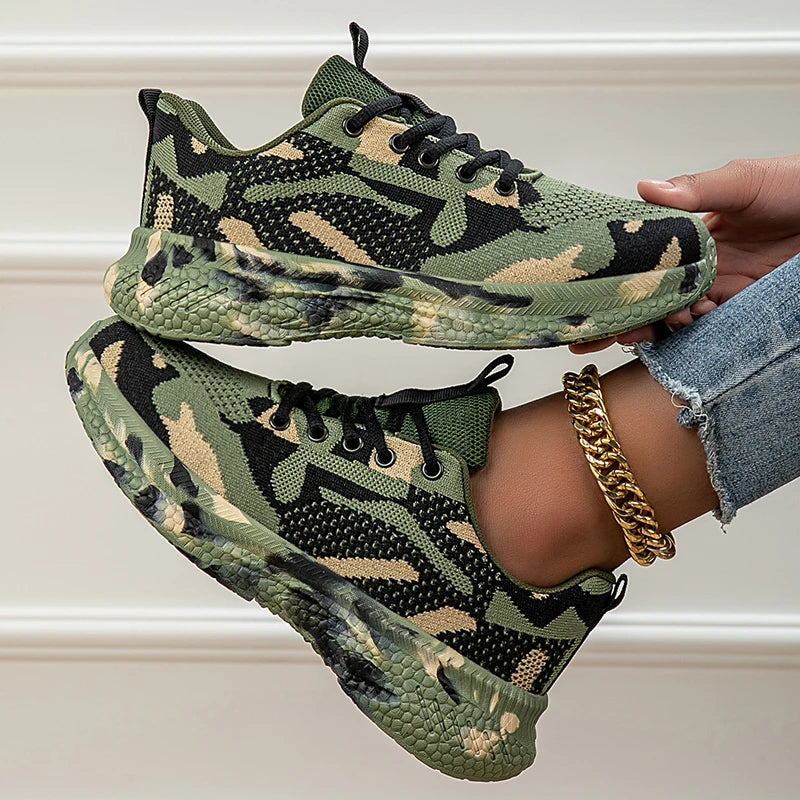 Women's Camo Knit Breathable Walking Shoes Corvine