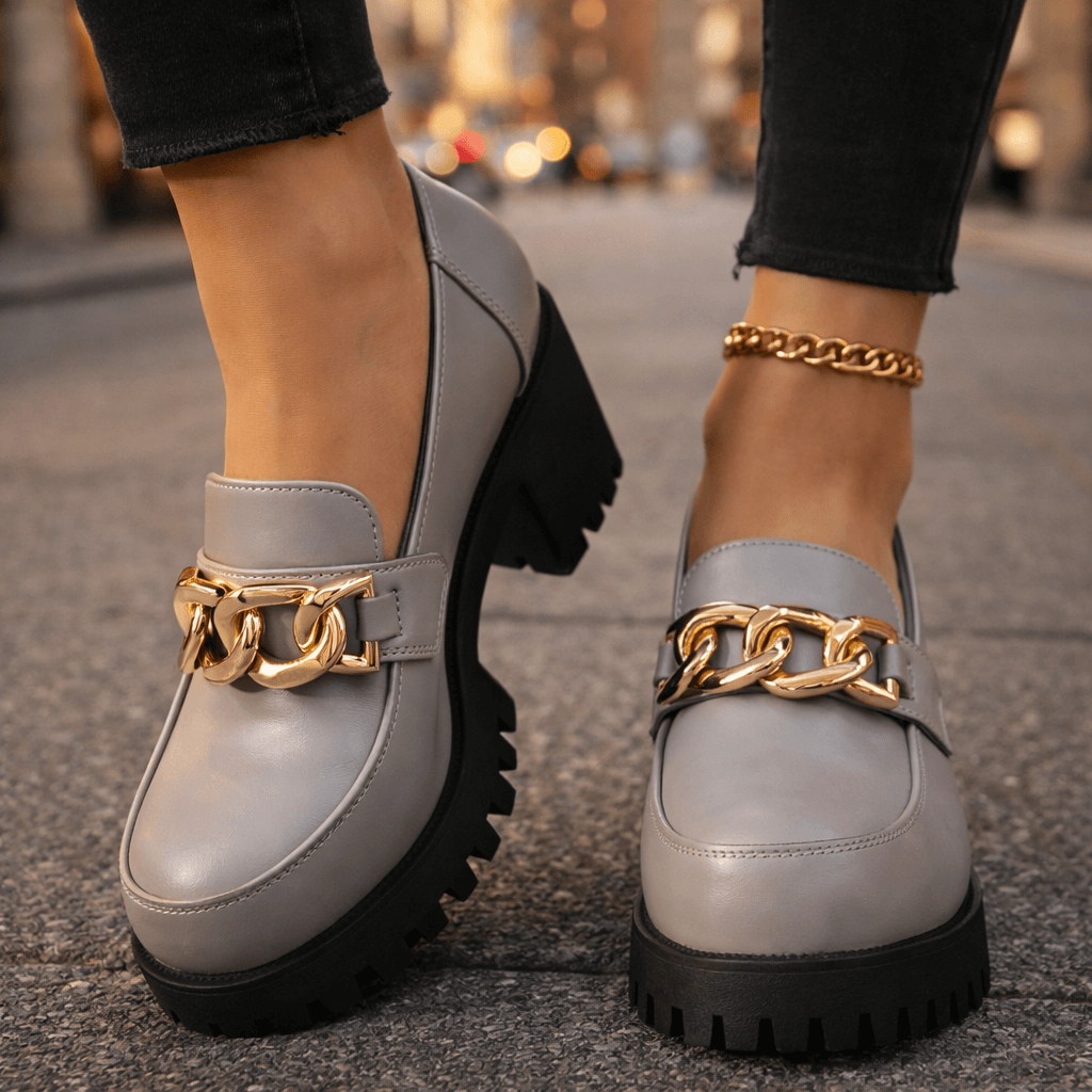 Women's Chunky Leather Platform Loafers Corvine