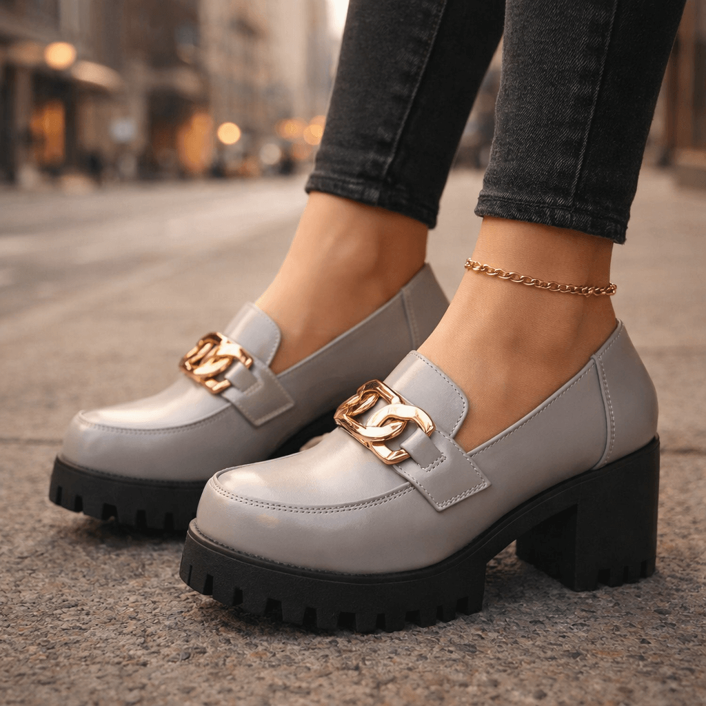 Women's Chunky Leather Platform Loafers Corvine
