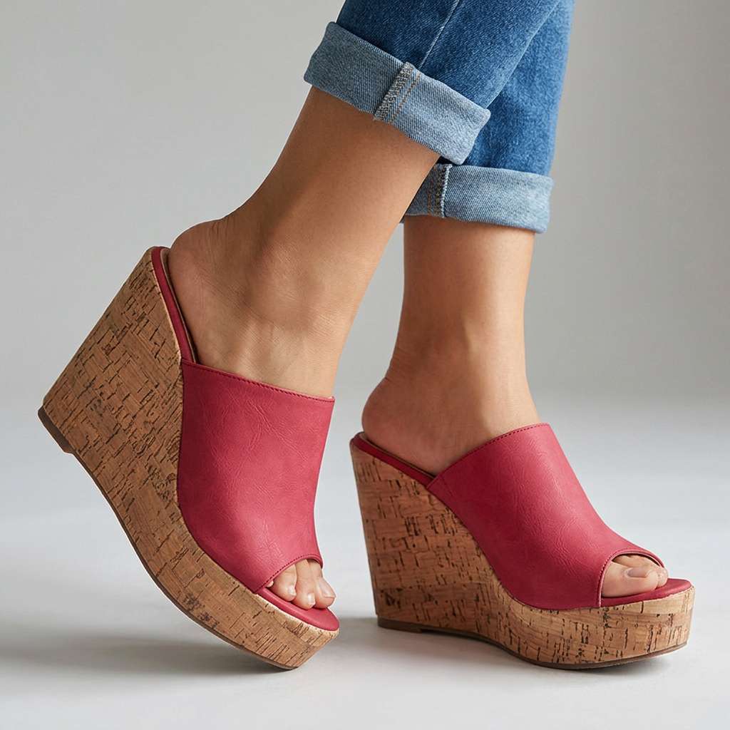 Women's Comfortable Cork Wedge Heels Corvine