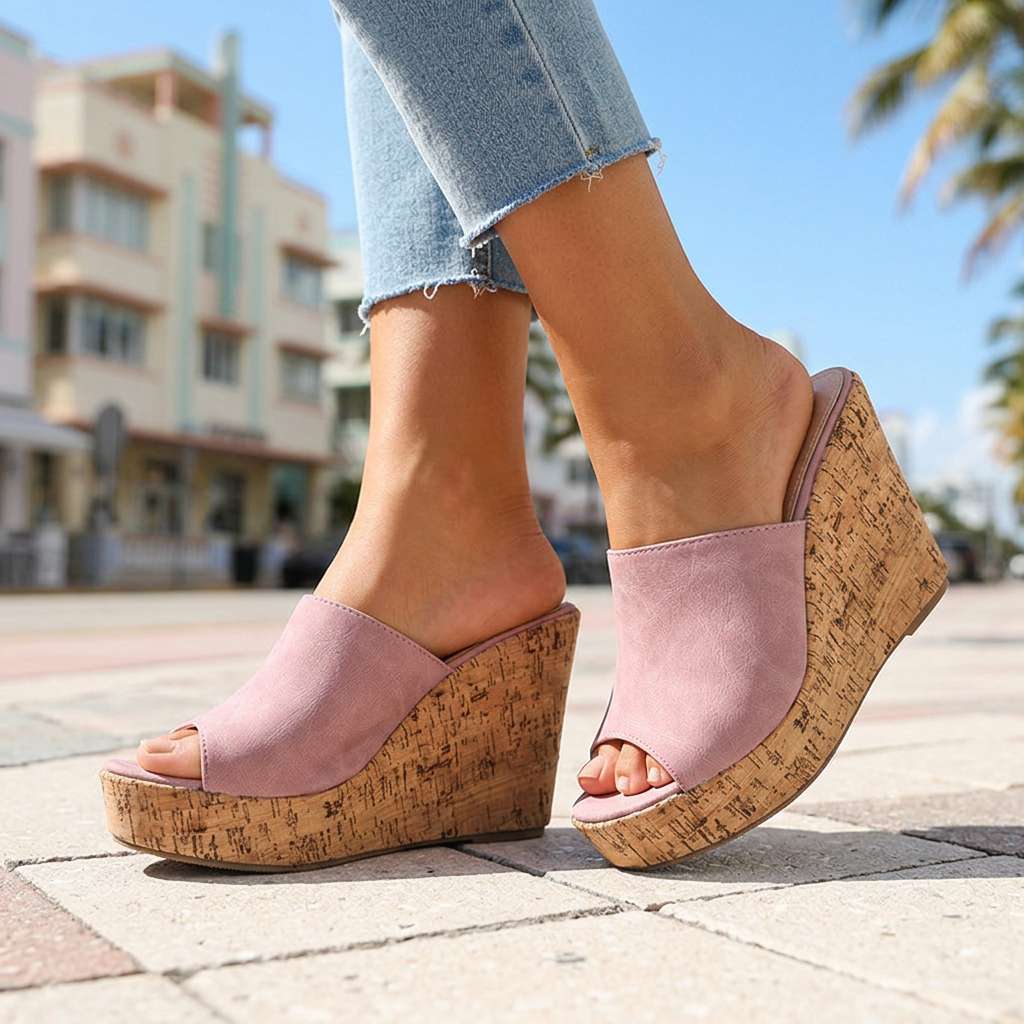 Women's Comfortable Cork Wedge Heels Corvine