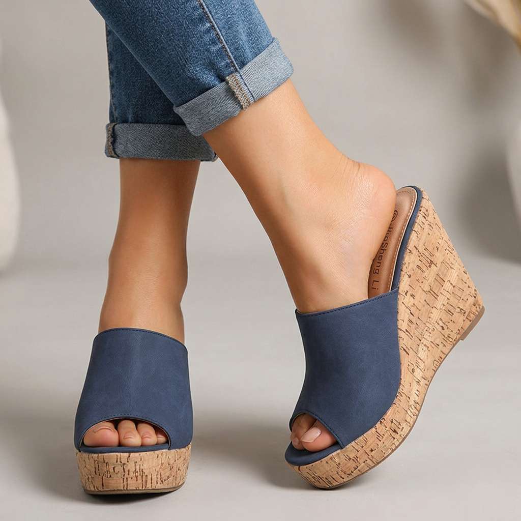 Women's Comfortable Cork Wedge Heels Corvine