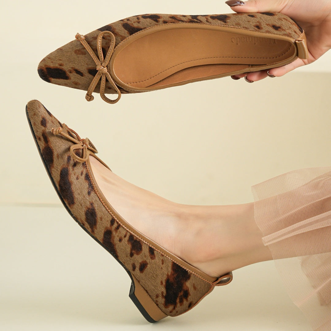 Women's Cow Print Faux Fur Flats Corvine