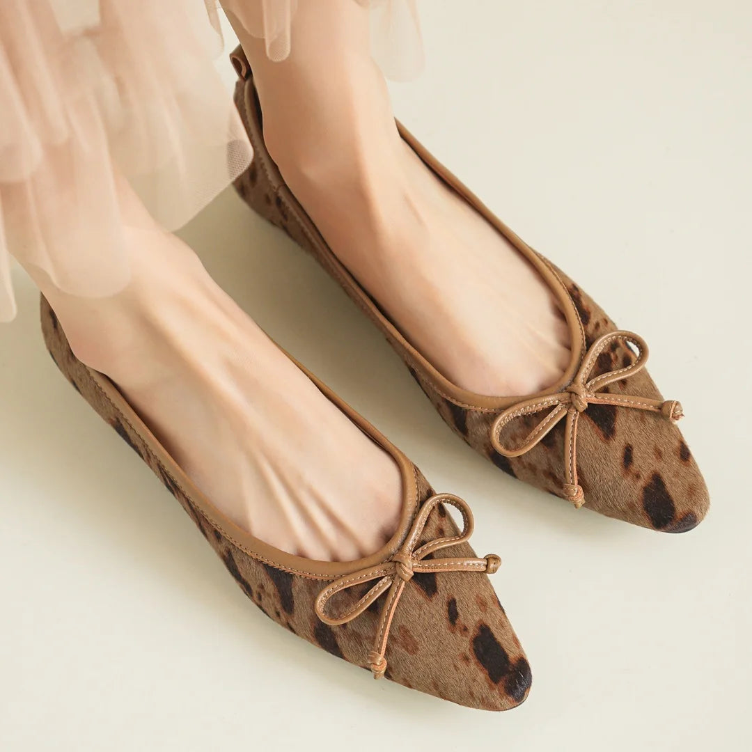 Women's Cow Print Faux Fur Flats Corvine