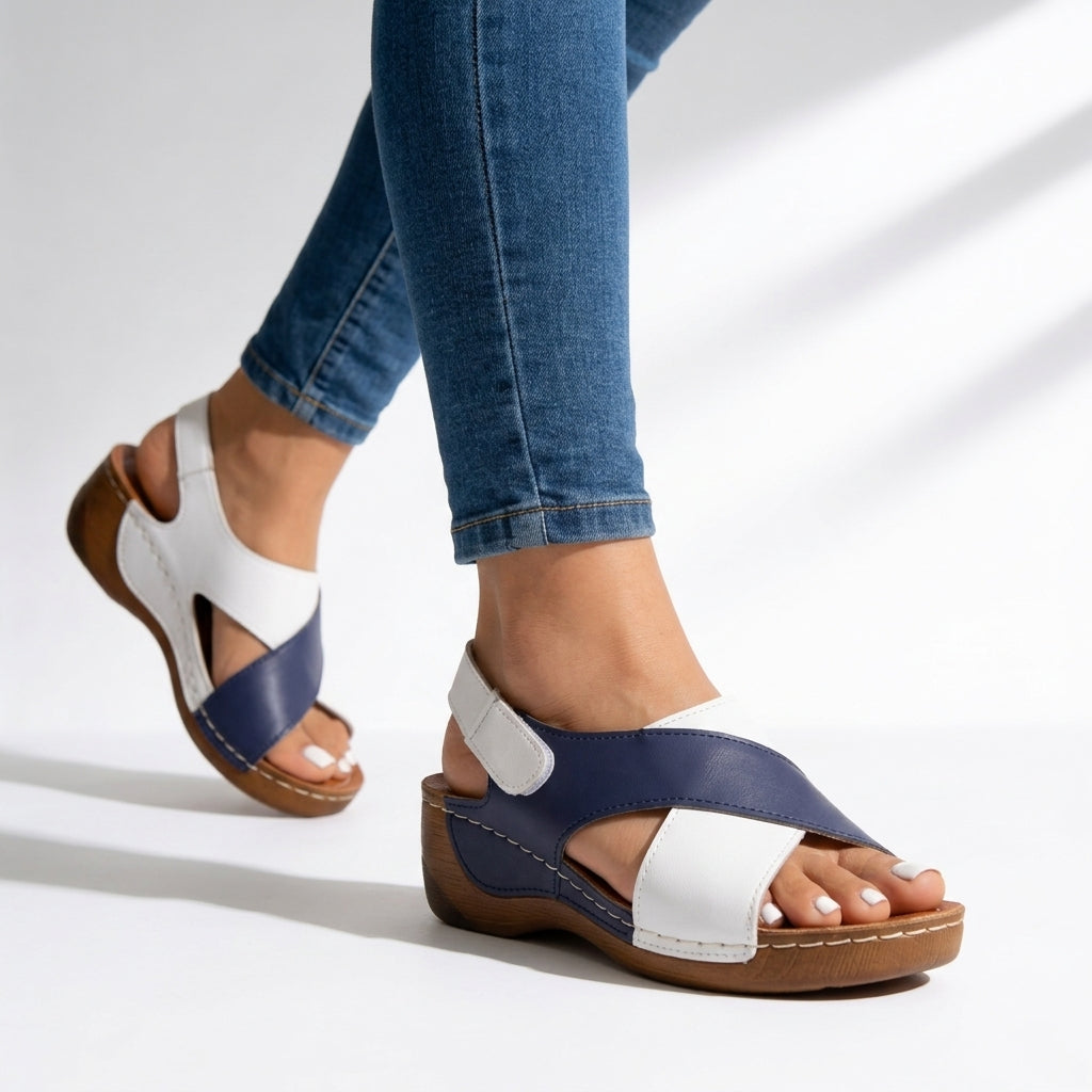 Women's Crossover Colour-Blocked Platform Sandals Corvine