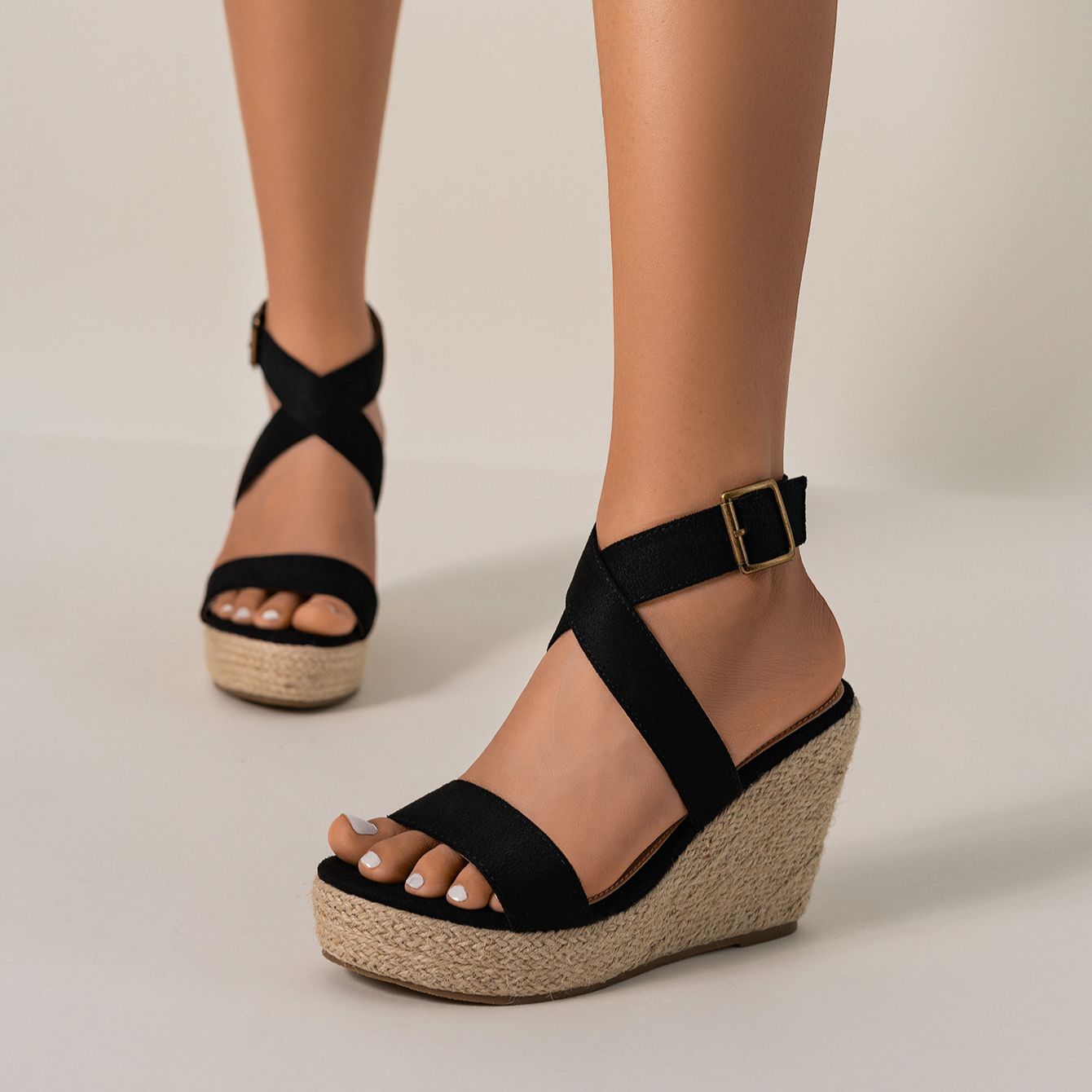 Women's Durable Canvas Espadrille Wedge Sandals Corvine