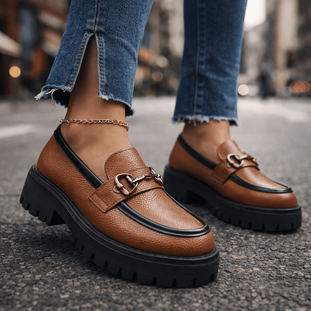 Women's Full-Grain Leather Chunky Lug Sole Loafers Corvine