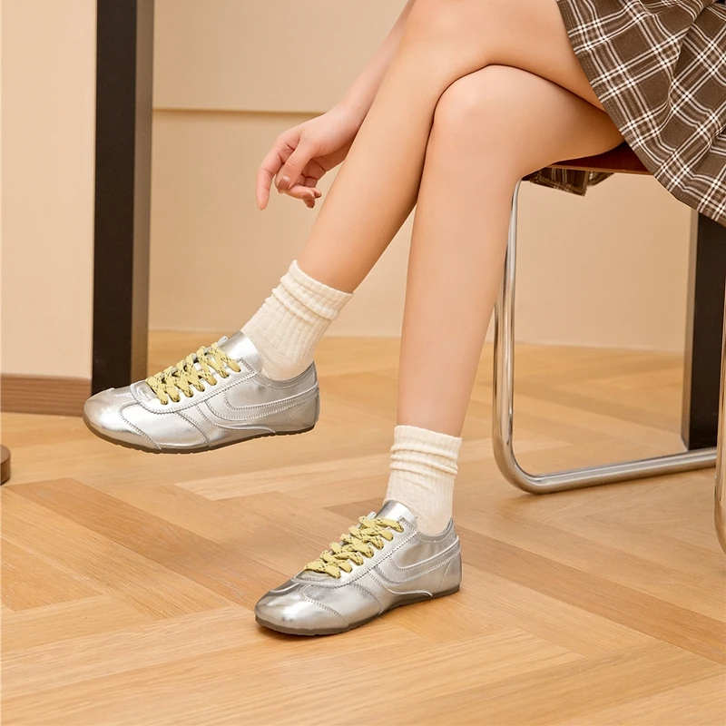 Women's Genuine Calfskin Leather White Trainers Corvine