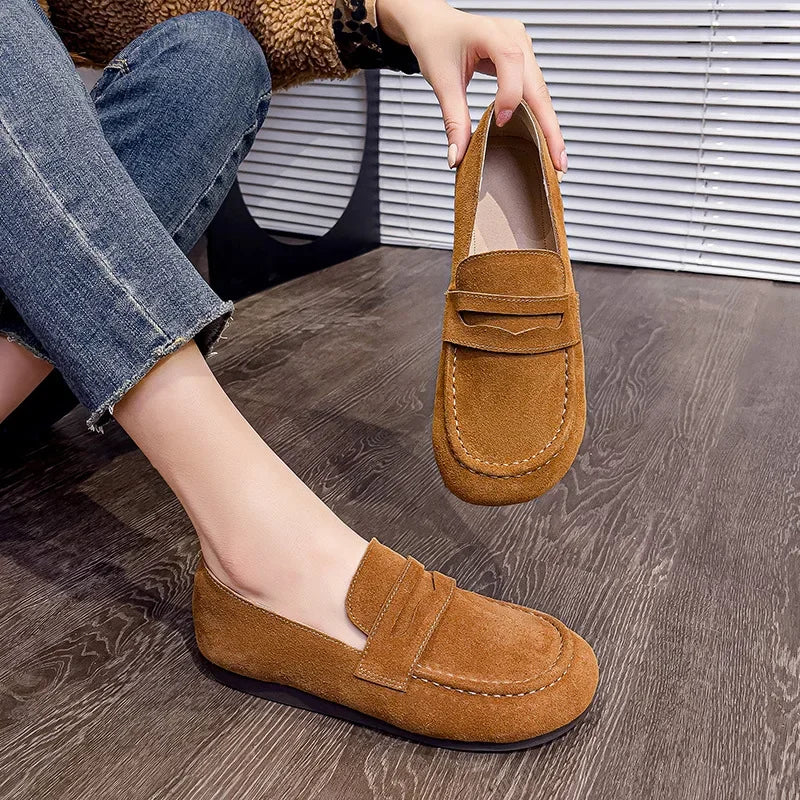 Women's Genuine Leather Black Loafers Corvine