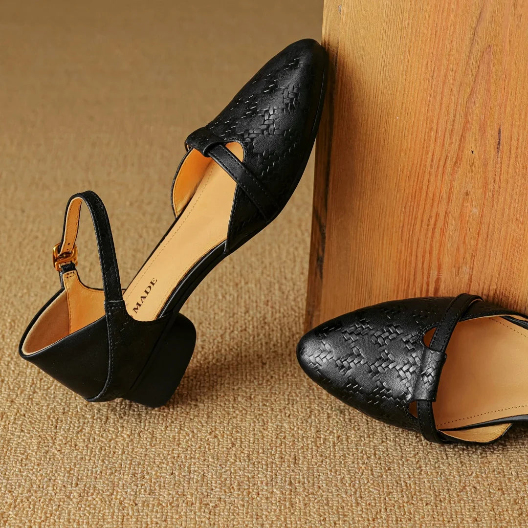 Women's Genuine Leather Braided Heels Corvine