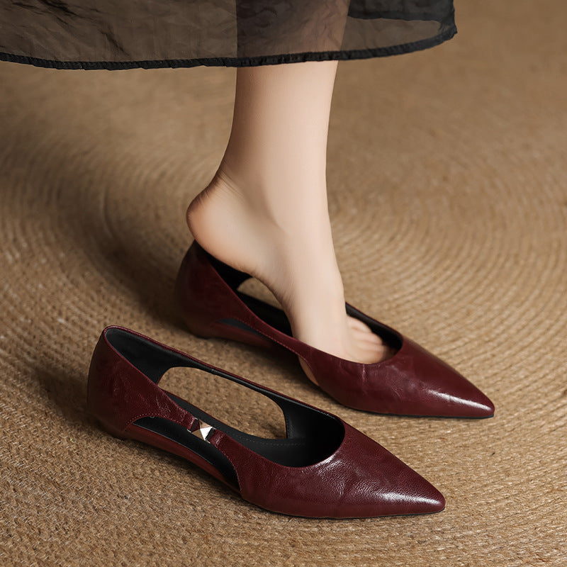 Women's Genuine Leather Pointed Flats Corvine