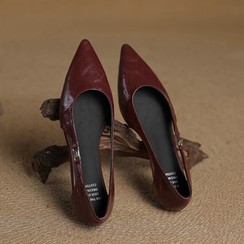 Women's Genuine Leather Pointed Flats Corvine