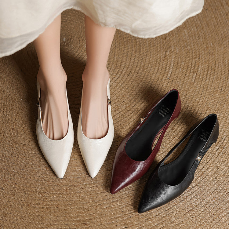 Women's Genuine Leather Pointed Flats Corvine