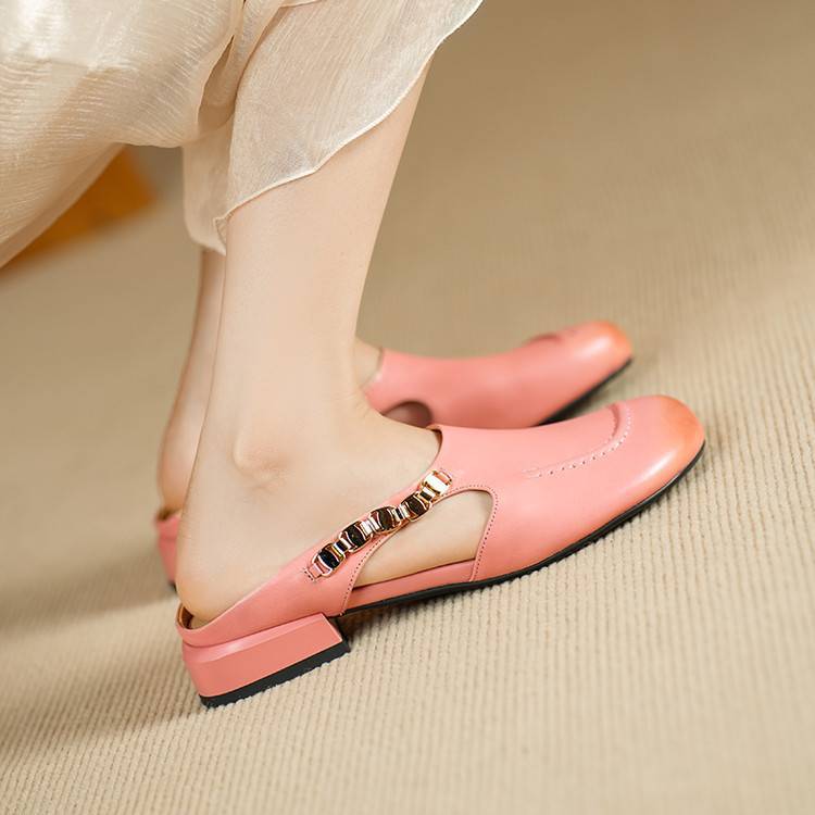 Women's Genuine Leather Round-Toe Mules Corvine