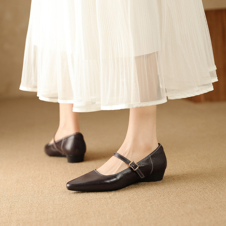 Women's Genuine Leather Wedge Pumps Corvine