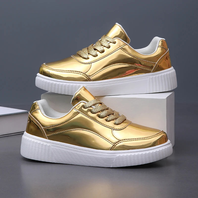 Women's Glossy Finish Lace-Up Trainers Corvine