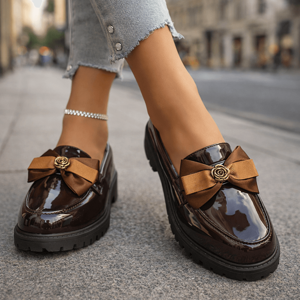 Women's Glossy Patent Chunky Platform Loafers Corvine
