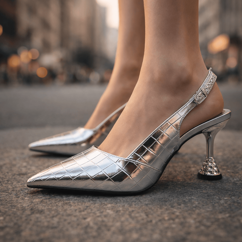 Women's Gold Croc Textured Stiletto Heels Corvine