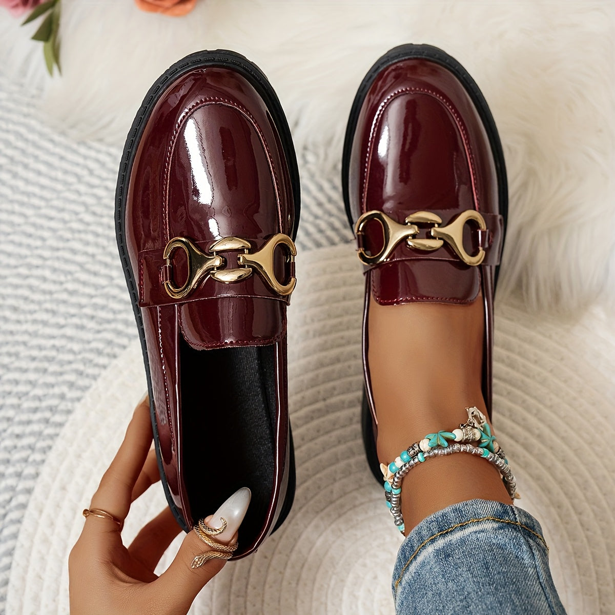 Women's High-Shine Patent Leather Loafers Corvine