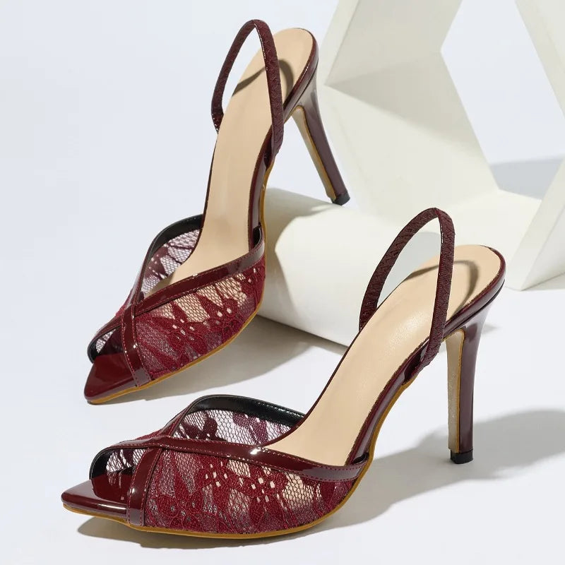 Women's Lace Overlay Slingback Heels Corvine