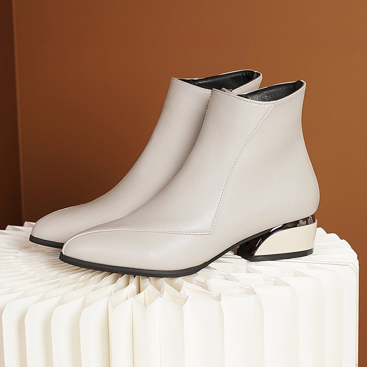 Women's Leather Sculpted Metallic Heel Boots Corvine