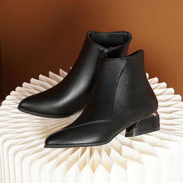 Women's Leather Sculpted Metallic Heel Boots Corvine
