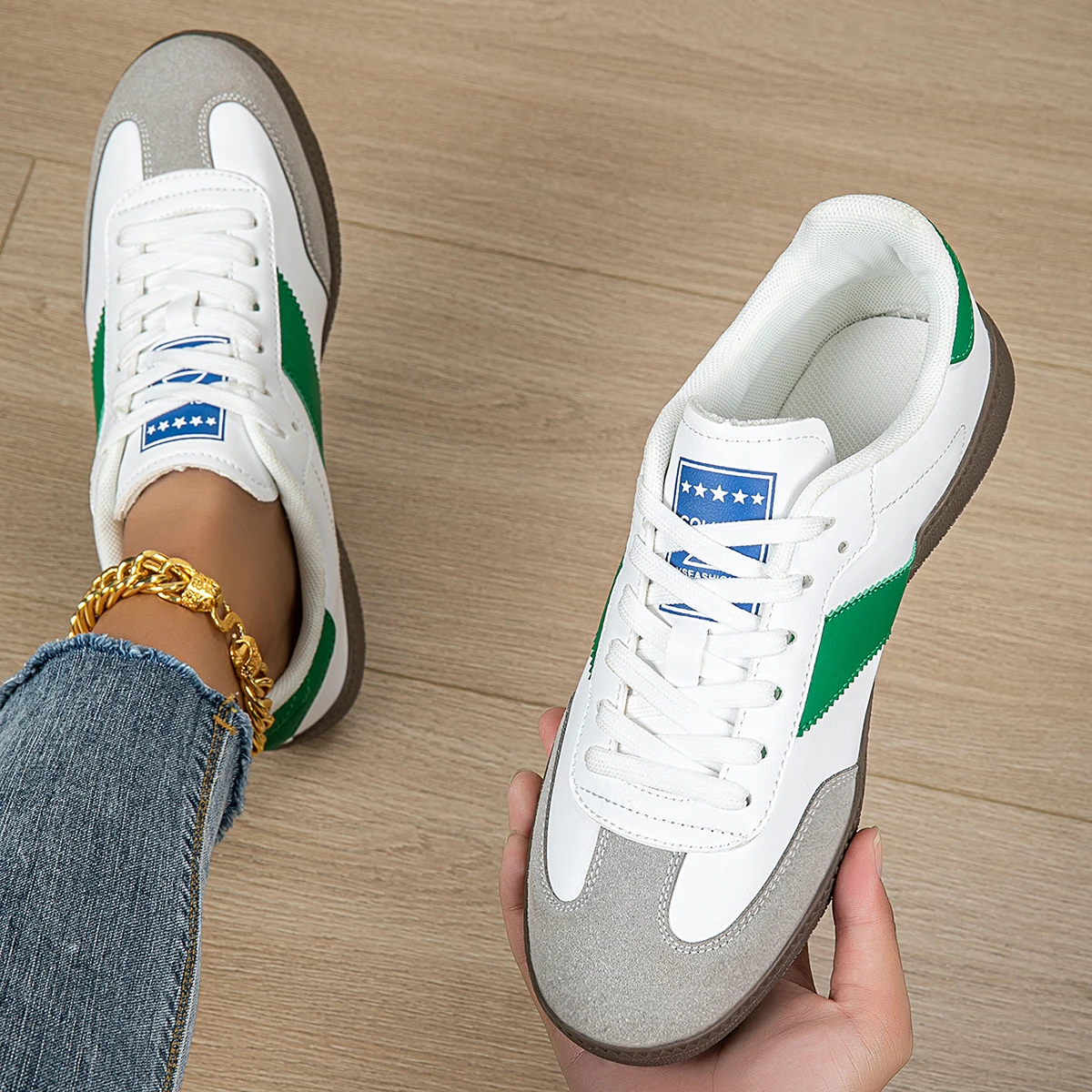 Women's Leather Suede Retro Trainers Corvine